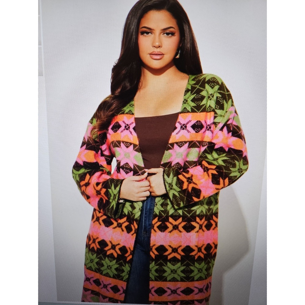 NWT Fashion Nova Knit Phoenix Long Cardigan Pockets Open Front, Plus 3X